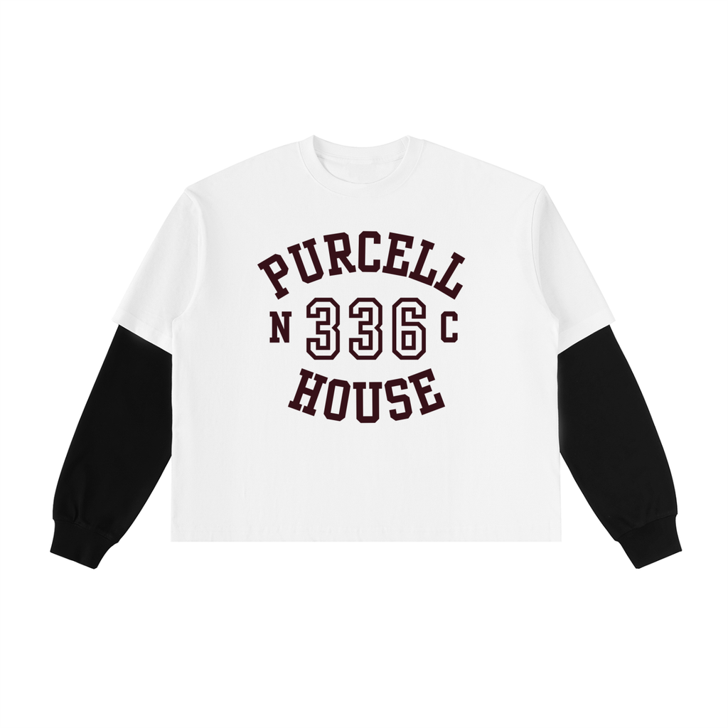 Purcell House 336 Layered Contrast Sleeve Cotton T-Shirt